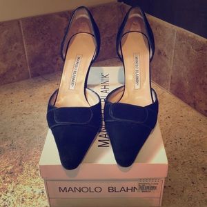 Manolo Blahnik Suede d'Orsay Pumps